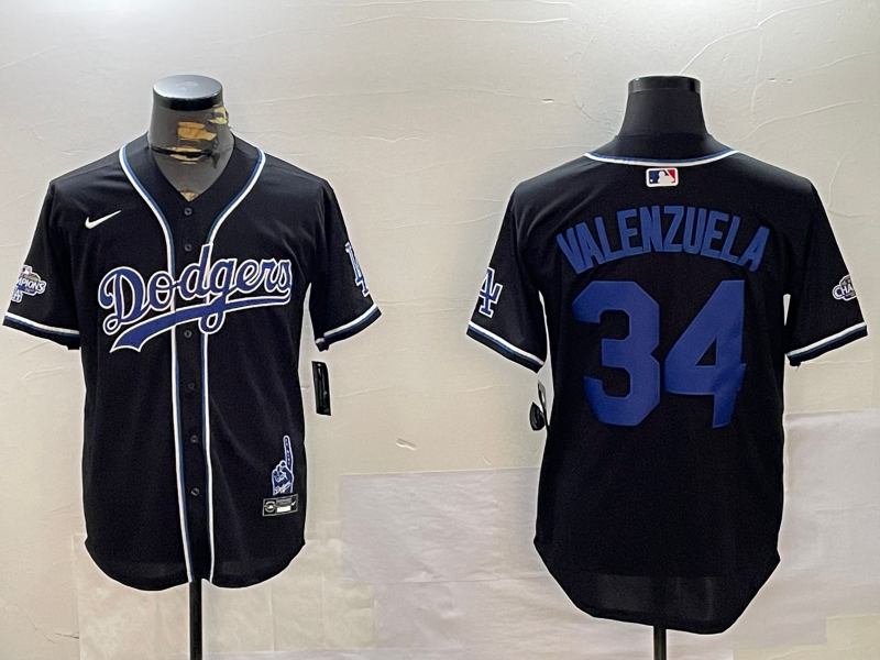 Men's Los Angeles Dodgers Fernando Valenzuela #34 Black Alternate Jersey